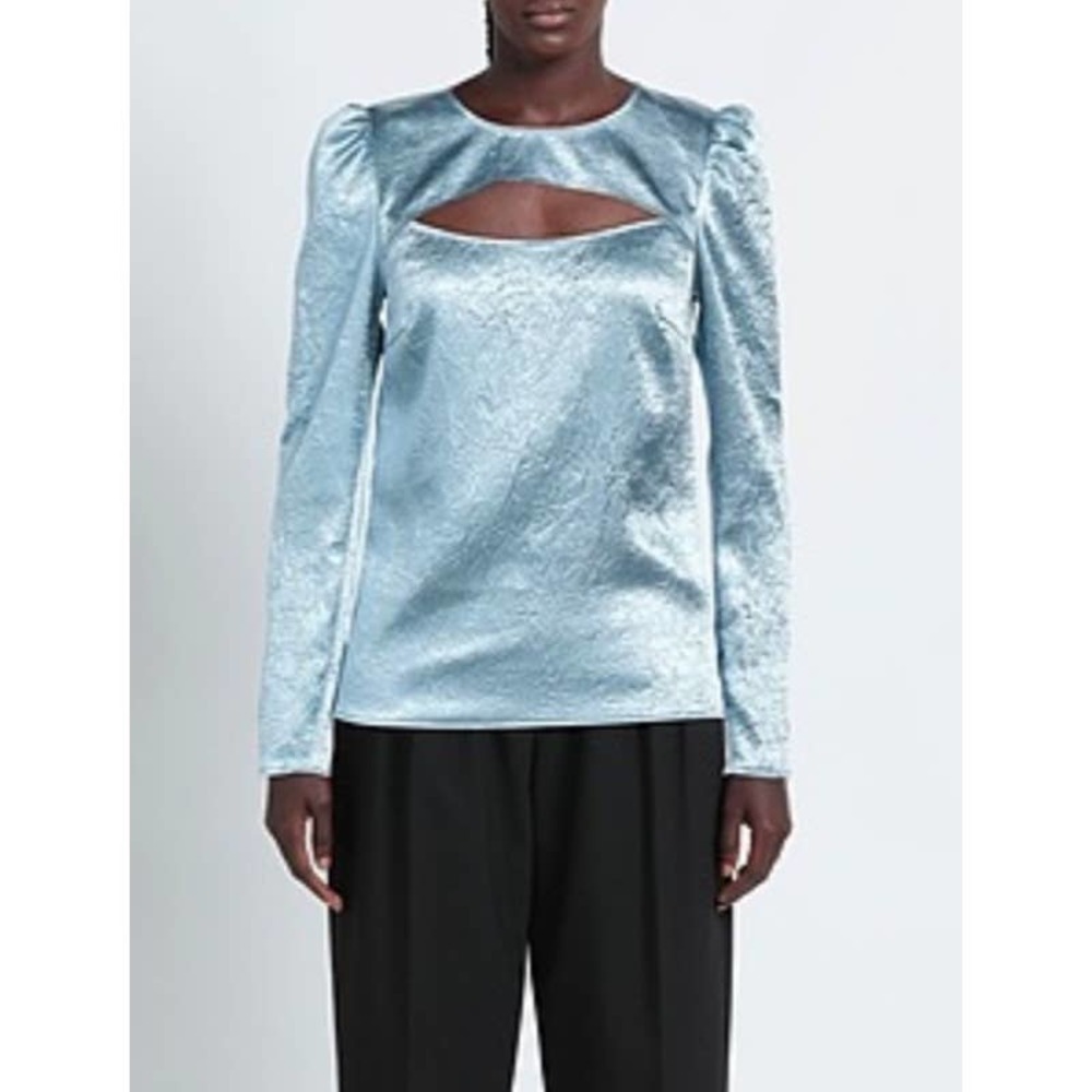 🔴BAUM UND PFERDGARTEN Marcy Cutout Satin Blouse In Blue‎ Fog